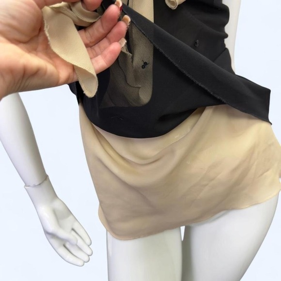 sheer layered cami top with black sequin mesh overlay, soft chiffon underlayer - Picture 3 of 7